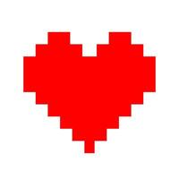 heart shape red pixel isolated on white background, square red pixel heart shape for clip art, cute pixel heart shape icon, simple heart red plain square tile pattern concept, love signs for valentine vector