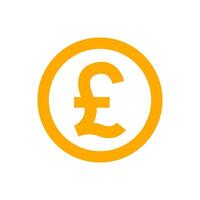 pound currency coin orange for icon isolated on white, pound money for app symbol, simple flat pound money, currency digital pound coin for a financial concept vector
