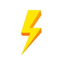 yellow thunder icon isolated on white background, thunder storm symbol yellow flat lay, clip art thunder, 3d thunder yellow for logo vector