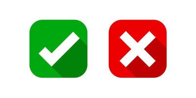 checkmark and x or confirm and deny square icon button for apps and websites symbol, icon checkmark choice, checkbox button for choose, square answer box for checklist, approval check sign button vector