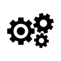 circle cog black for mechanization icon on white, gear symbol for button black icon for progress web, simple circle cog shape for engineering mechanism, machinery industrial technology sign vector