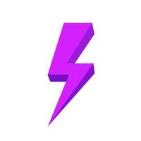purple thunder icon isolated on white background, thunder storm symbol purple flat lay, clip art thunder, 3d thunder purple for logo vector