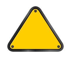 yellow triangle emblem notice isolated on white background, empty warning sign template, blank triangle emblem notice for warning sign, logo, symbol and text, illustration for design and copy space vector