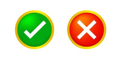 checkmark and x or confirm and deny circle icon button 3d for apps, icon checkmark choice, checkbox button for choose, circle answer box for checklist, approval check sign button vector
