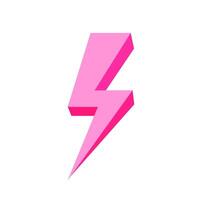 pink thunder icon isolated on white background, thunder storm symbol pink flat lay, clip art thunder, 3d thunder pink for logo vector