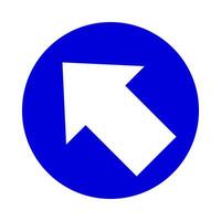 arrow pointing left up in circle blue for icon flat isolated on white, circle with arrow for button interface app, arrow sign of next or download upload concept, arrow simple symbol for direction vector