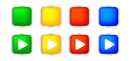button square 3d shape for buttons games play isolated on white, colorful modern buttons simple and convex, sphere button flat style icon sign for application play, buttons play for website and apps vector