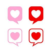 heart in speech talk icon for isolated, speech bubble chat and heart shape for love talk concept, heart label talk for message symbol, pink red speech bubble and heart line of elements valentine card vector