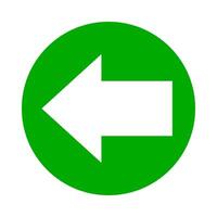white arrow pointing left in circle green for icon flat isolated on white, circle with arrow for button interface app, arrow sign of next or download upload concept, arrow simple symbol for direction vector