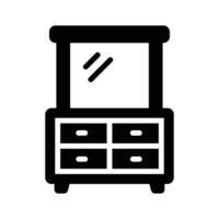 Ready to use glyph style icon showing vanity mirror table vector