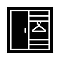 A customizable glyph icon depicting wooden almirah with hanger in it vector