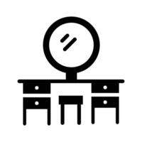 A captivating glyph style icon showing wooden dressing table vector