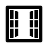 Easy to edit glyph style icon showing open window vector