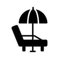 A glyph style icon of sunbed with sunshade umbrella vector