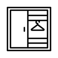 A customizable linear icon depicting wooden almirah with hanger in it vector