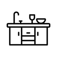Ready to use outline style icon depicting kitchen sink counter vector