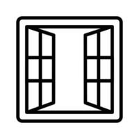 Easy to edit outline style icon showing open window vector