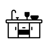 Ready to use outline style icon depicting kitchen sink counter. vector