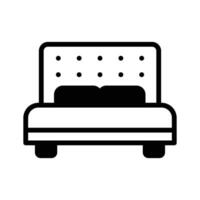 Easy to use linear style icon depicting double bed. vector