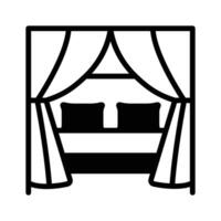 A customizable outline style icon depicting bed curtains. vector