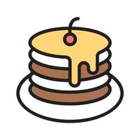 A linear style icon of pancakes with cherry topping on it vector