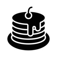 A glyph style icon of pancakes with cherry topping on it vector