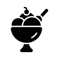 A well designed glyph icon showing sundae bowl vector