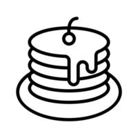 A linear style icon of pancakes with cherry topping on it. vector