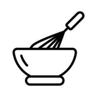 Baking whisk bowl icon designed in outline style. vector