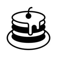 A glyph style icon of pancakes with cherry topping on it. vector