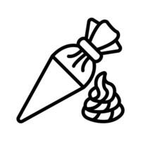 Easy to use line style icon of cake piping bag. vector