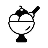 A well designed glyph icon showing sundae bowl. vector