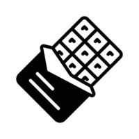 Chocolate bar icon creatively designed in glyph style. vector