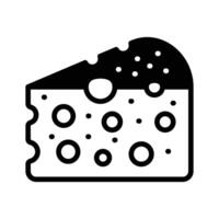 Here is a glyph style icon showing cheese slice. vector