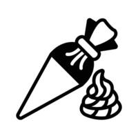 Easy to use glyph style icon of cake piping bag. vector
