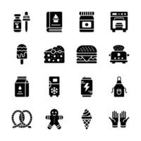 Get this amazing collection of bakery item glyph icons, ready for premium use vector