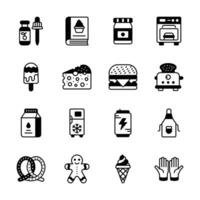 Get this amazing collection of bakery item glyph icons, ready for premium use. vector