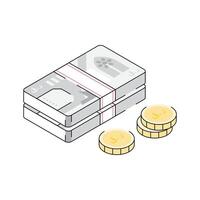 An editable isometric style icon showing qatari riyal vector