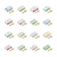 Handy Bundle of Paper Currency Isometric Icons vector