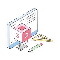 An icon of 3d modeling designed in isometric style vector