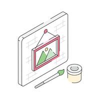 Wall painting icon creatively designed in isometric style vector