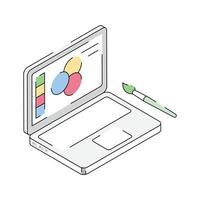 Easy to edit isometric icon showing digital art vector