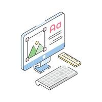 A handy isometric outline icon of text designing vector