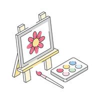 Well crafted isometric icon showing canvas painting vector