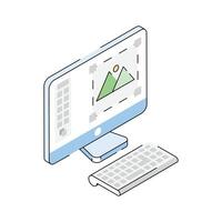 Easy to edit icon of visual designing in isometric style vector