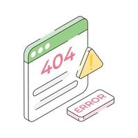 Visually appealing isometric outline icon of 404 error vector