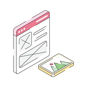 un bien diseñado isométrica contorno icono de web estructura metálica vector