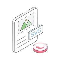 Trendy isometric outline icon showing svg format vector