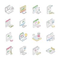 Get premium collection showing graphic designing and painting isometric icons vector