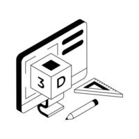 An icon of 3d modeling designed in isometric style. vector